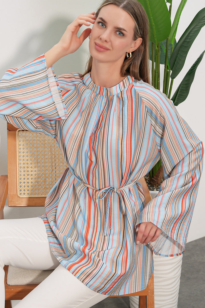 Bigdart Tunique oversize à rayures avec lacets femme 50009 - Bleu