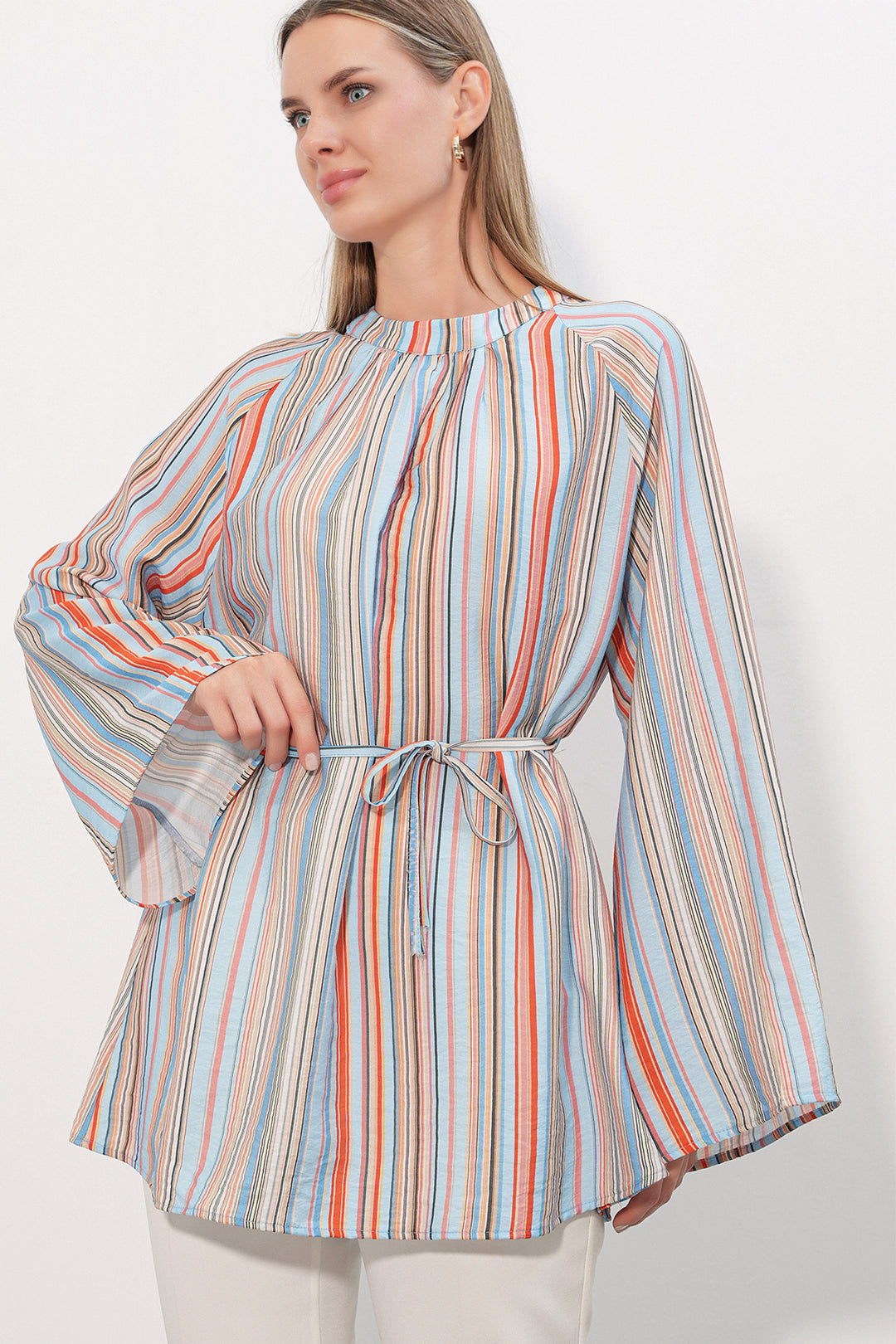 Bigdart Tunique oversize à rayures avec lacets femme 50009 - Bleu