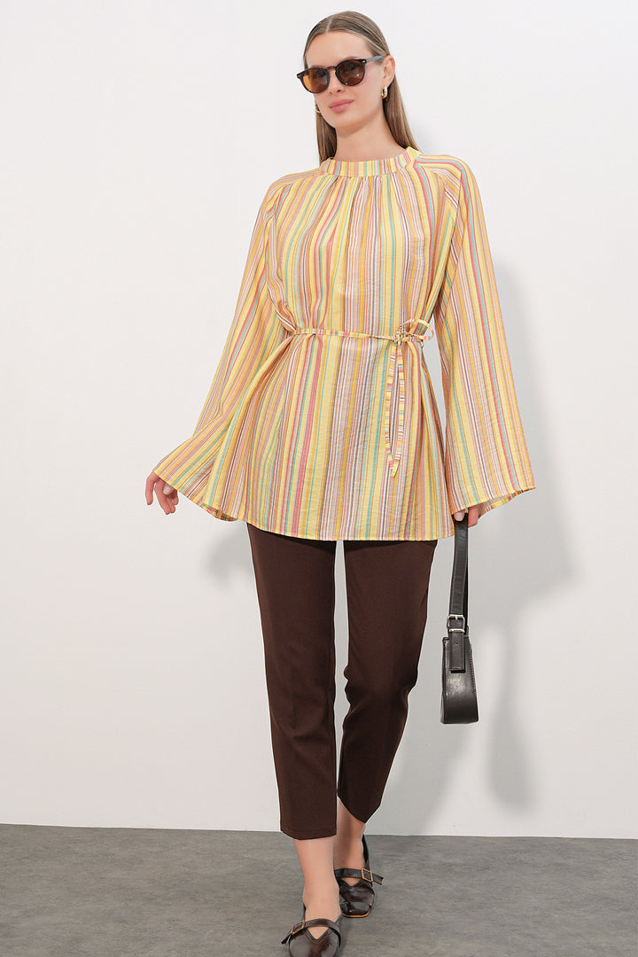 Bigdart Tunique oversize à rayures avec lacets femme 50009 - Jaune