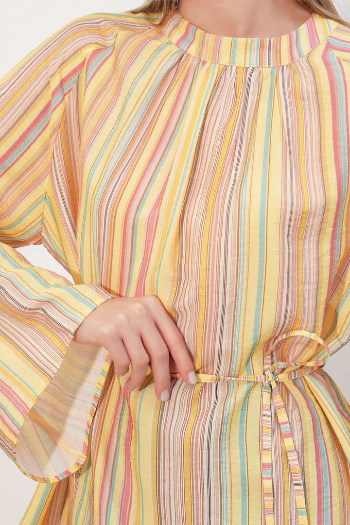 Bigdart Tunique oversize à rayures avec lacets femme 50009 - Jaune