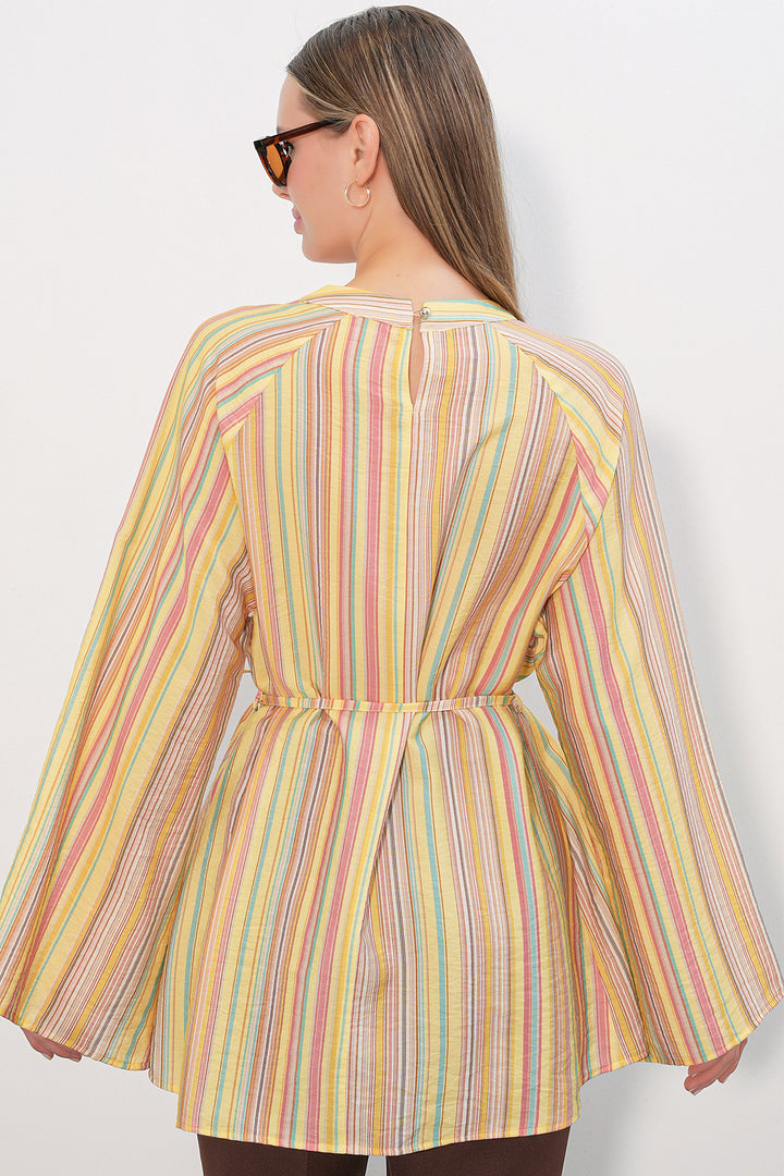 Bigdart Tunique oversize à rayures avec lacets femme 50009 - Jaune