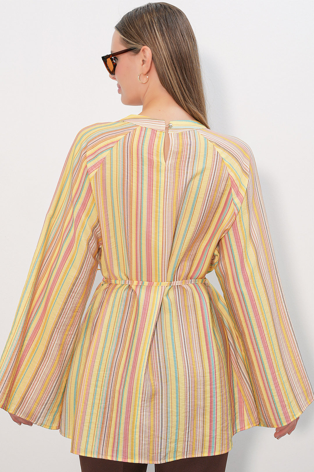 Bigdart Tunique oversize à rayures pour femme avec lacets 50009 - Jaune