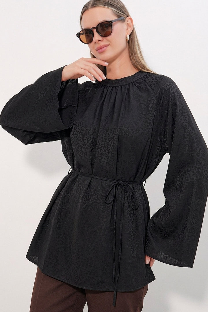 Bigdart Tunique oversize à lacets à rayures pour femme 50009 - Noir