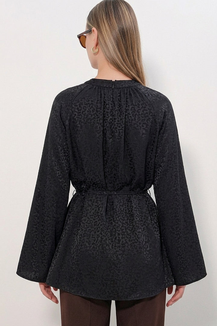Bigdart Tunique oversize à lacets à rayures pour femme 50009 - Noir