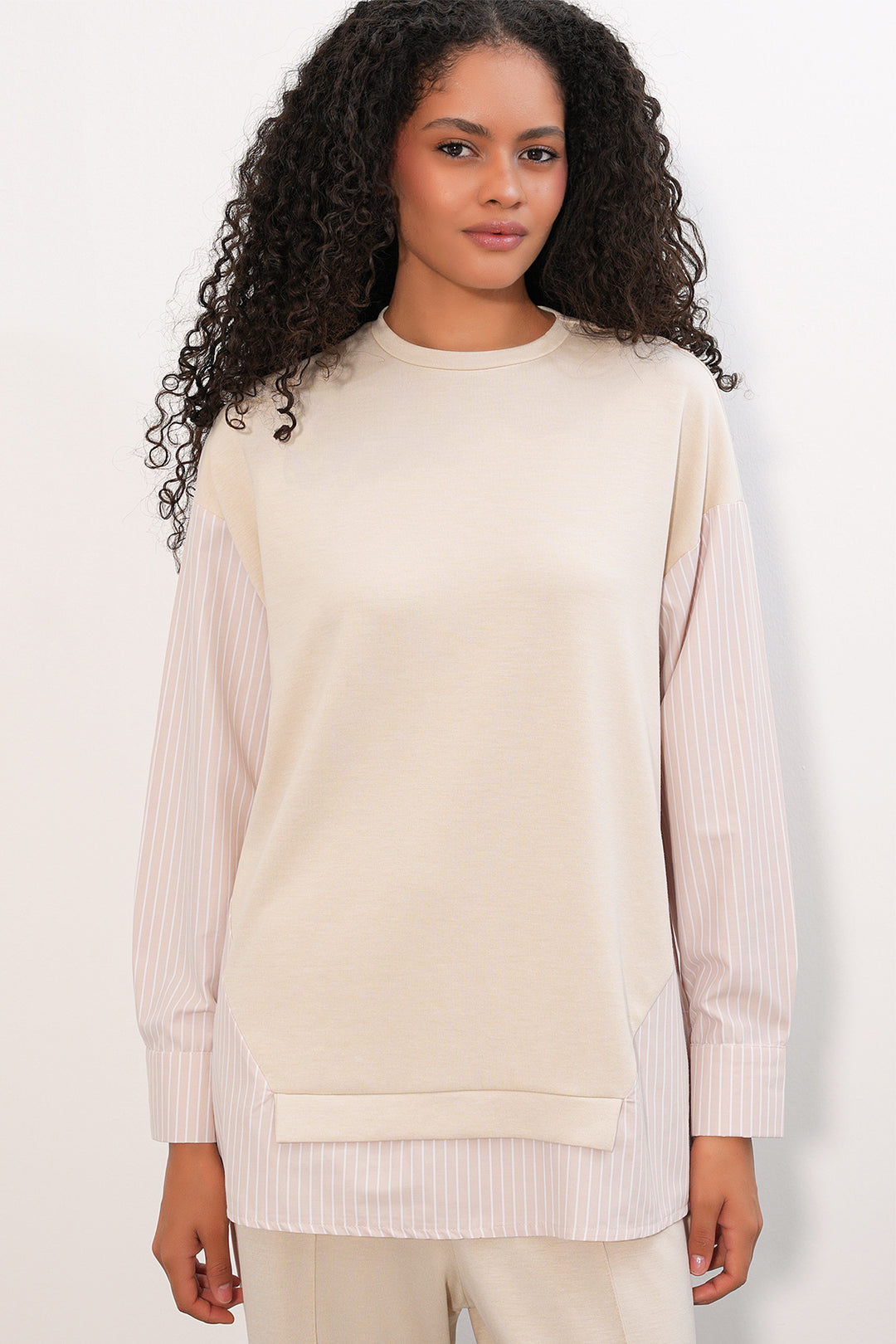 Bigdart Ensemble tissé à rayures pour femme 6750 - Beige
