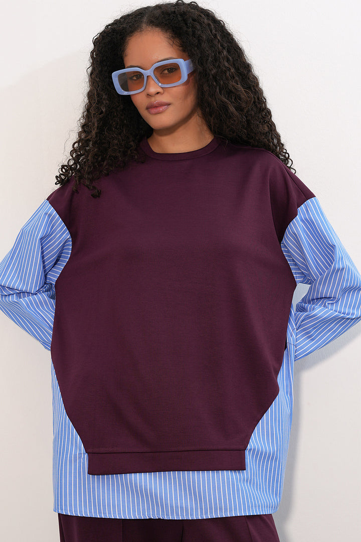 Bigdart Ensemble tissé à rayures pour femme 6750 - Bordeaux