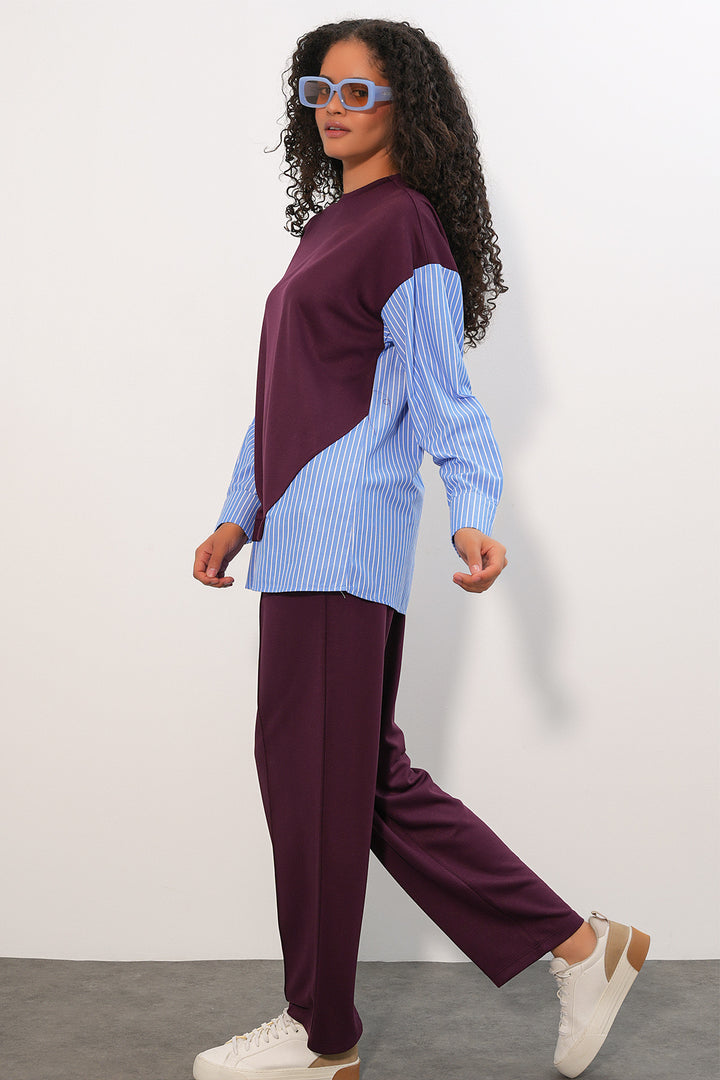 Bigdart Ensemble tissé à rayures pour femme 6750 - Bordeaux
