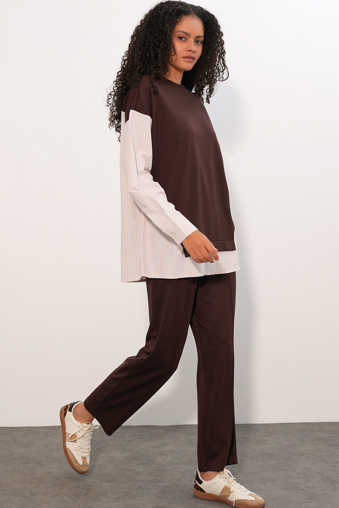 Bigdart Ensemble tissé à rayures pour femme 6750 - Marron