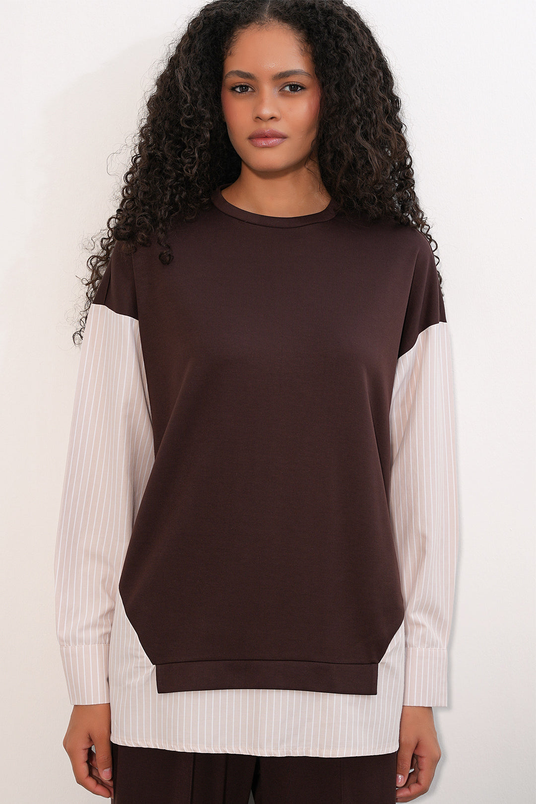 Bigdart Ensemble tissé à rayures pour femme 6750 - Marron