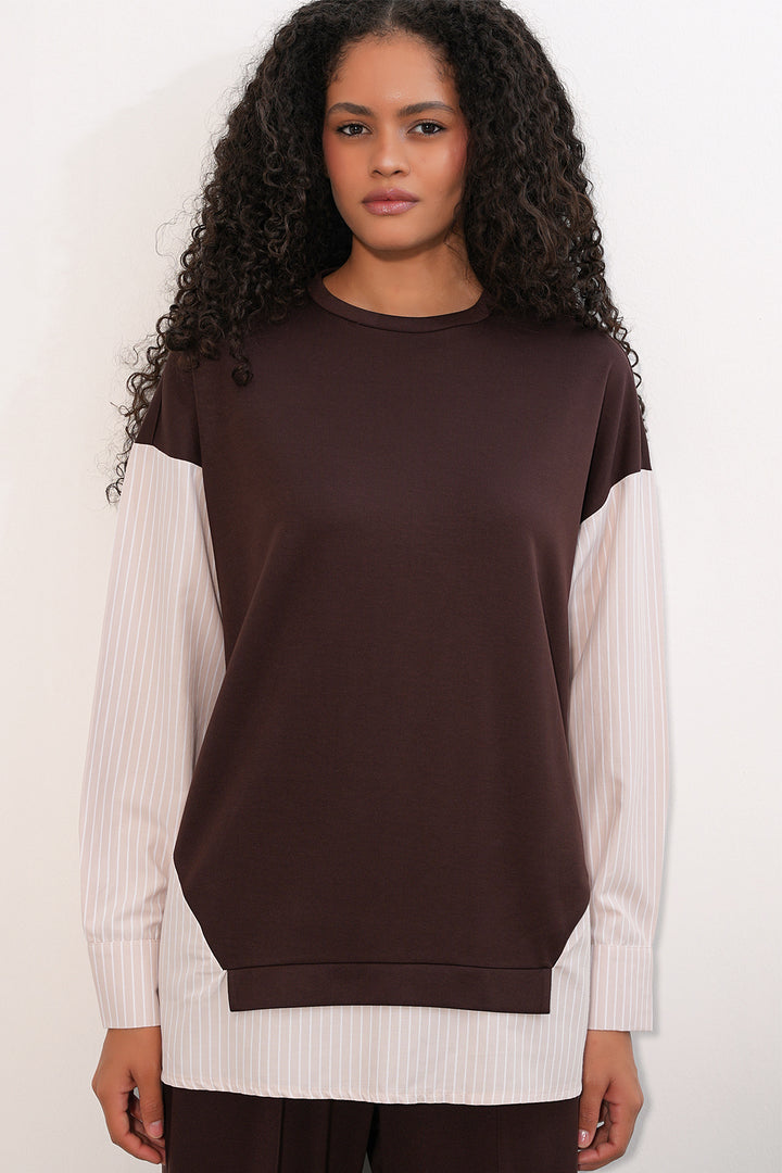 Bigdart Ensemble tissé à rayures pour femme 6750 - Marron