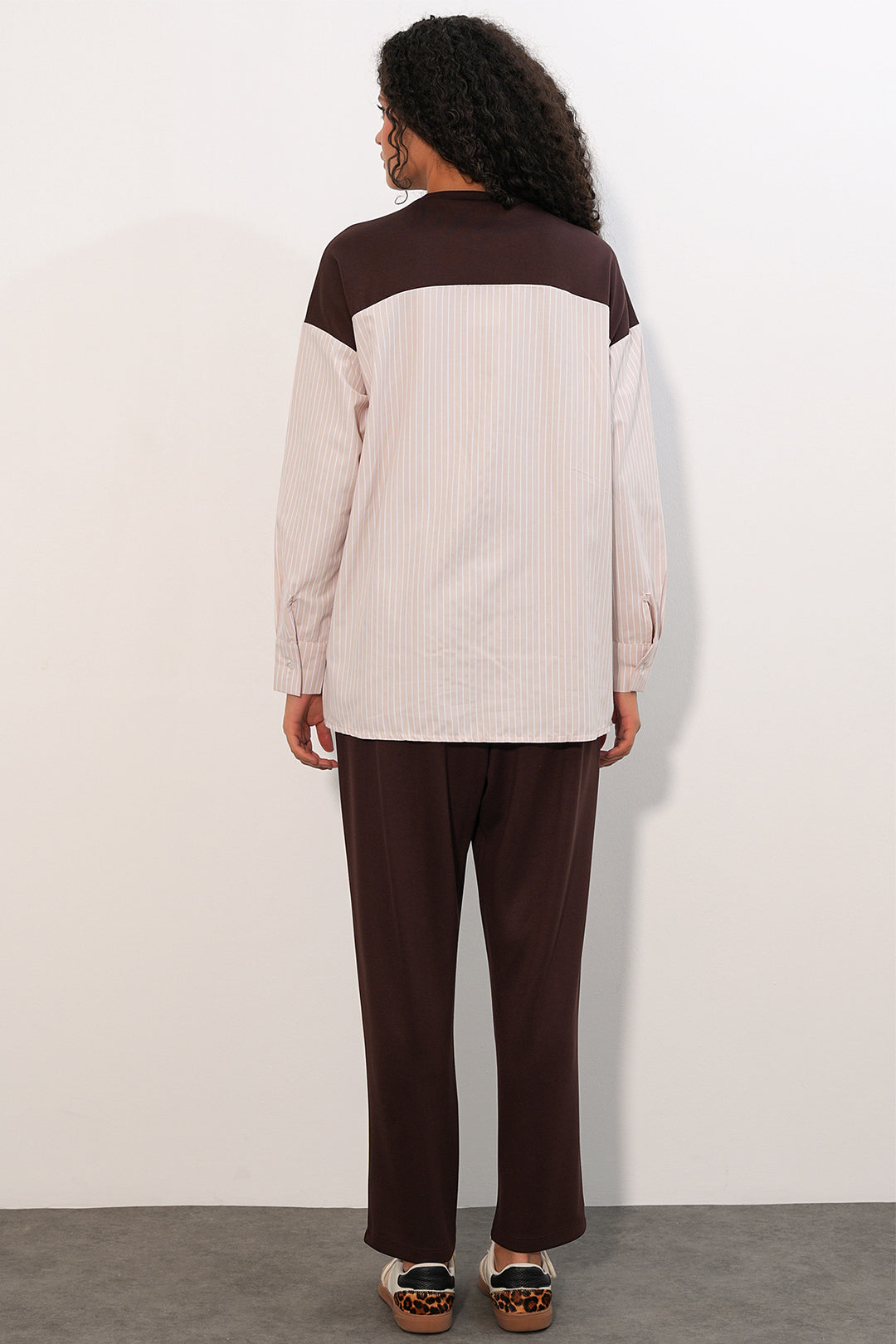 Bigdart Ensemble tissé à rayures pour femme 6750 - Marron