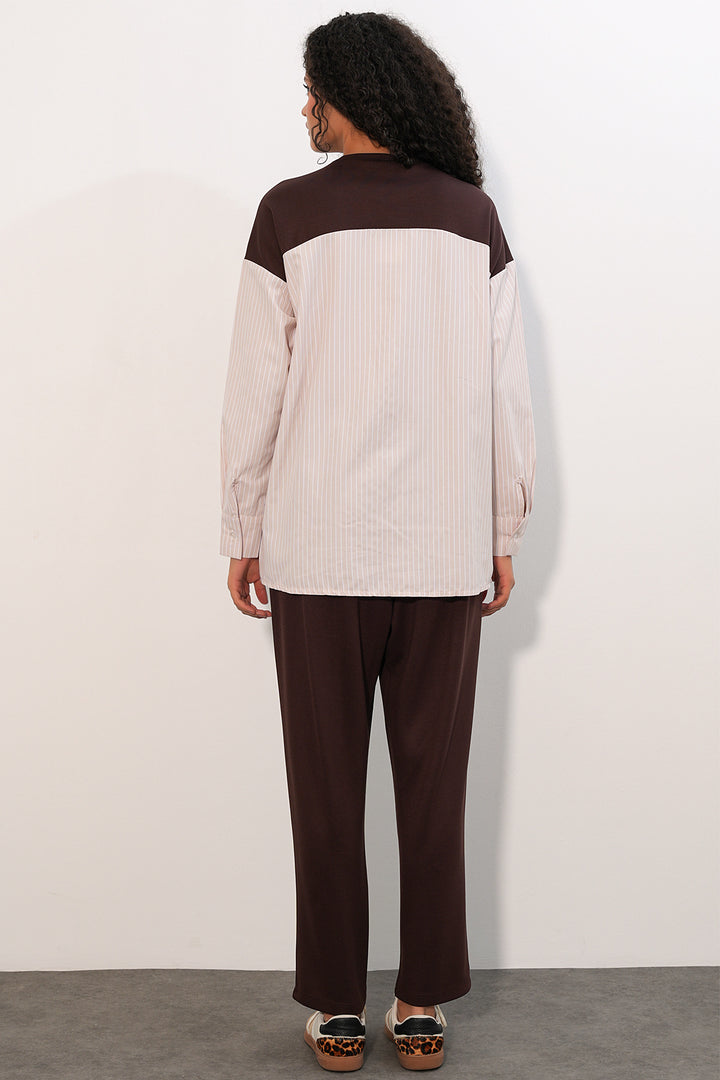 Bigdart Ensemble tissé à rayures pour femme 6750 - Marron