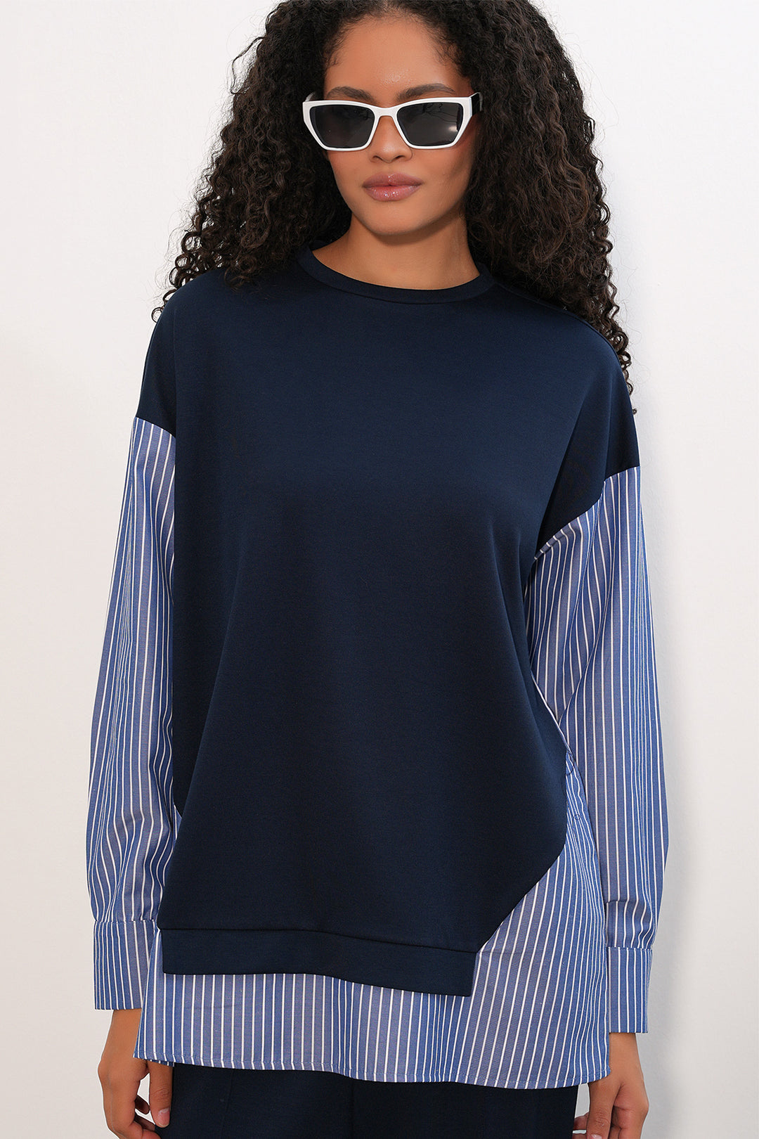 Bigdart Ensemble tissé à rayures pour femme 6750 - Bleu marine