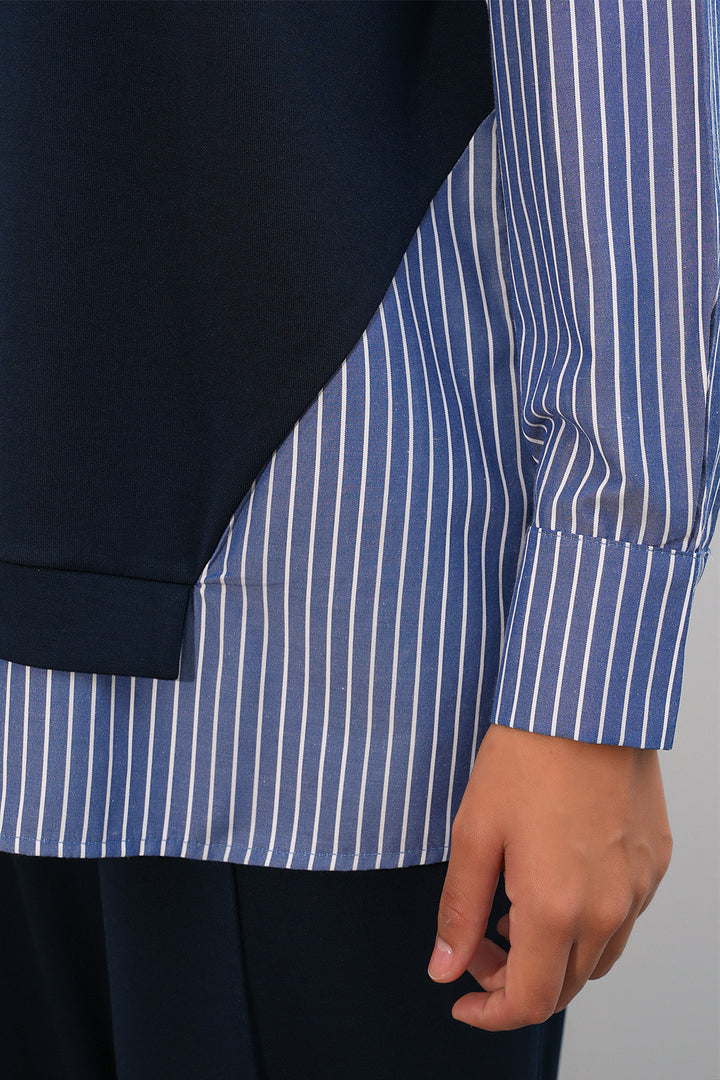 Bigdart Ensemble tissé à rayures pour femme 6750 - Bleu marine
