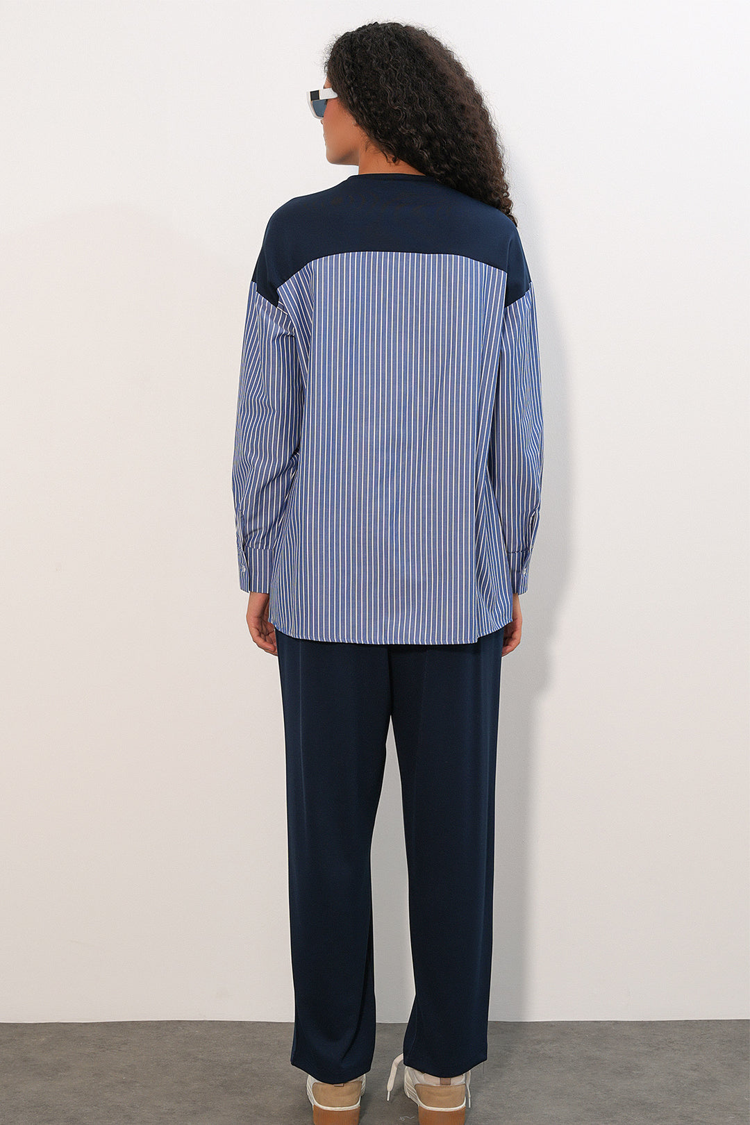 Bigdart Ensemble tissé à rayures pour femme 6750 - Bleu marine