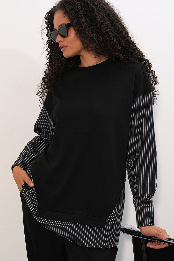 Bigdart Ensemble tissé à rayures pour femme 6750 - Noir