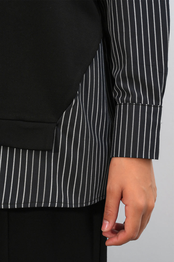 Bigdart Ensemble tissé à rayures pour femme 6750 - Noir