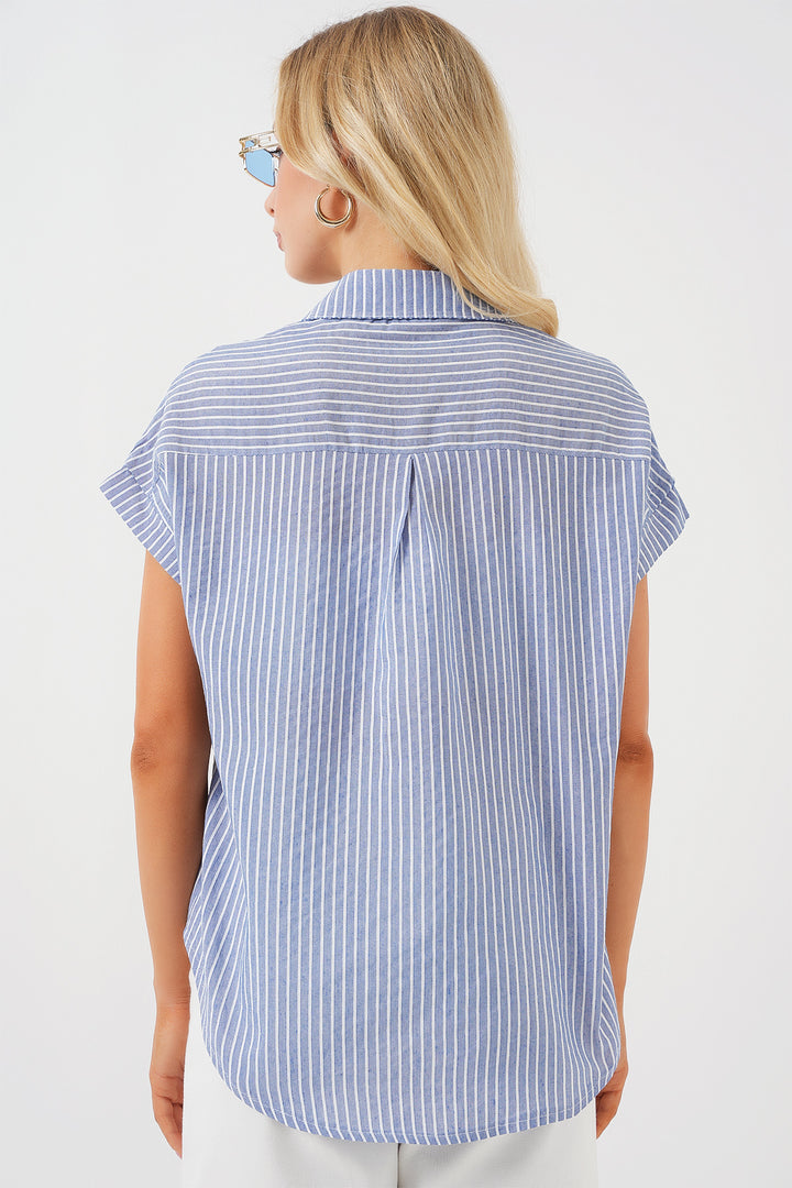Bigdart Chemise à manches courtes rayée pour femme 20324 - Indigo