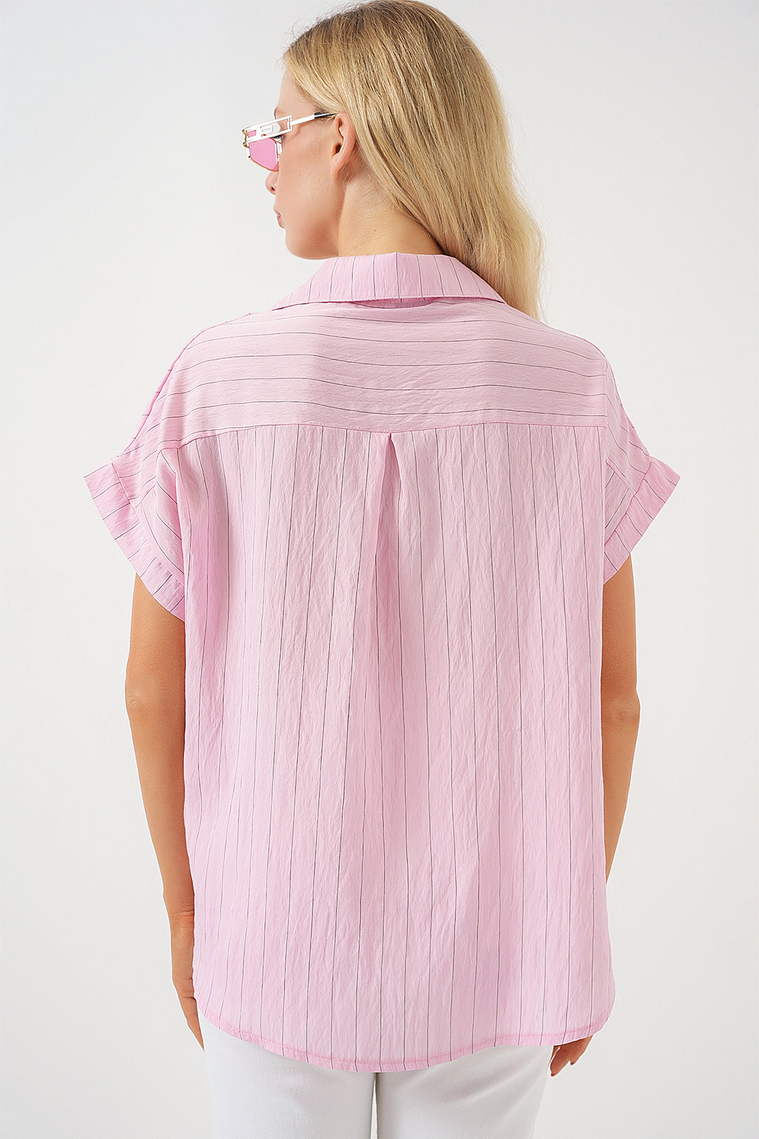 Bigdart Chemise à Manches Courtes Rayée pour Femme 20327 - Rose
