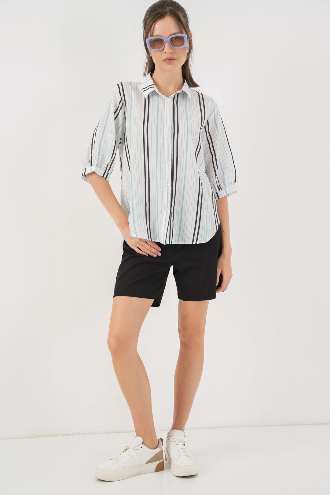 Bigdart Chemise à Manches Courtes Rayée Femme 20345 - açik Bleu
