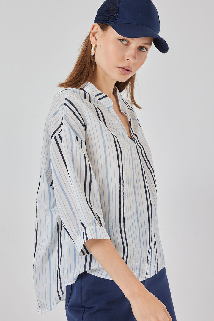 Bigdart Blouse oversize rayée femme 967 - açik Bleu