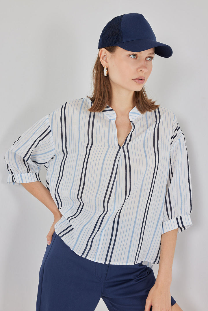 Bigdart Blouse oversize rayée femme 967 - açik Bleu