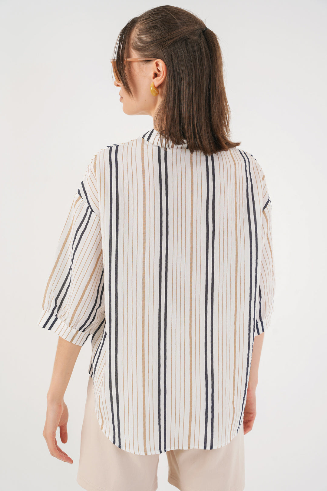 Bigdart Blouse oversize rayée pour femme 967 - Beige
