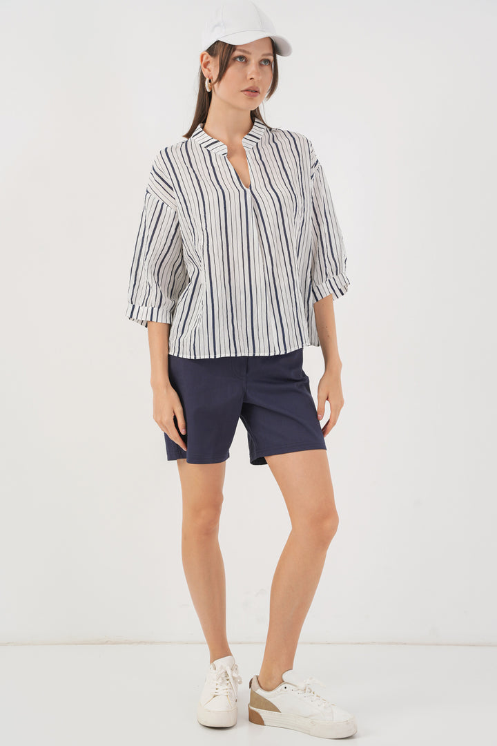 Bigdart Blouse oversize rayée pour femme 967 - Bleu marine F.