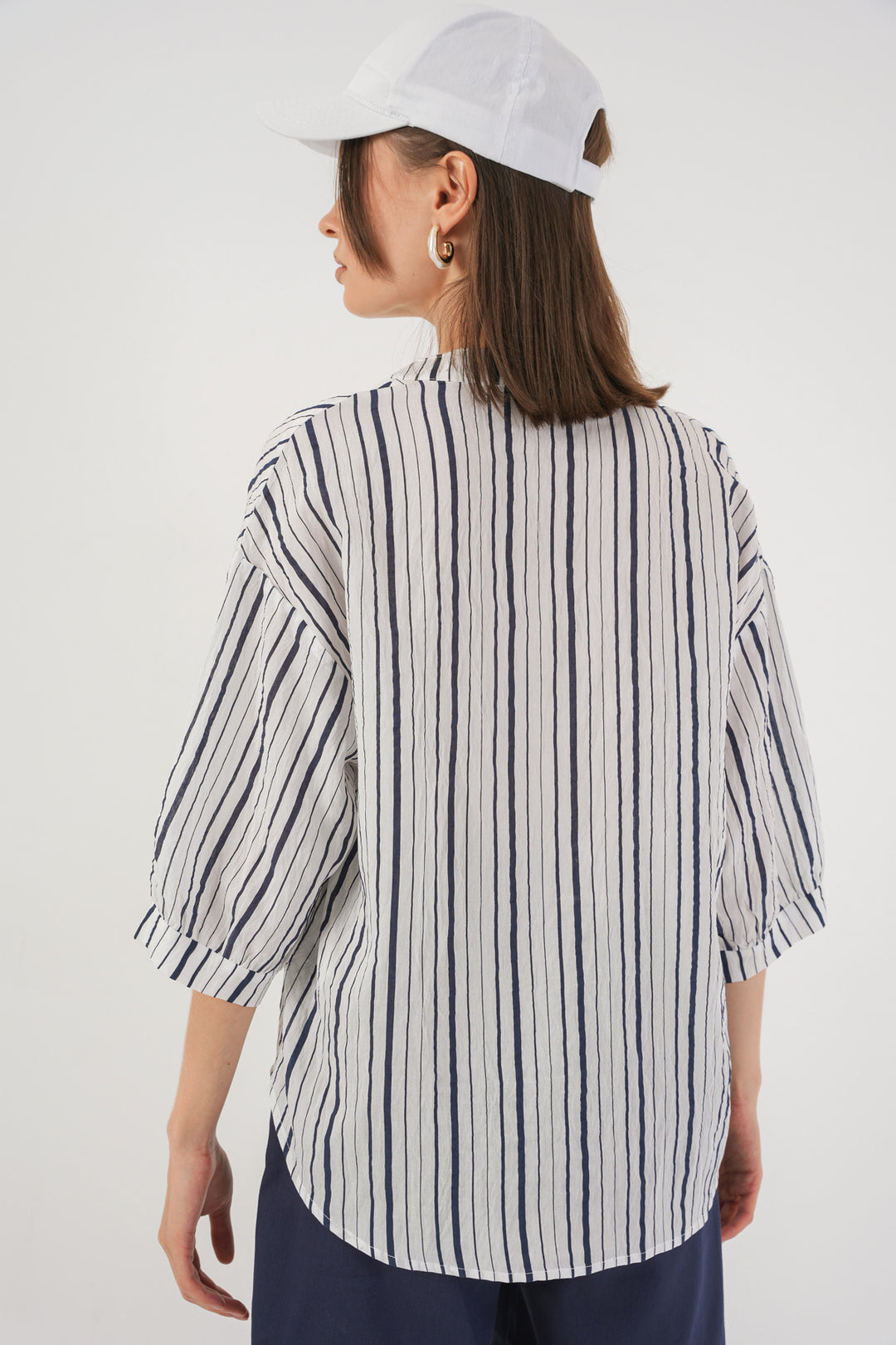 Bigdart Blouse oversize rayée pour femme 967 - Bleu marine F.