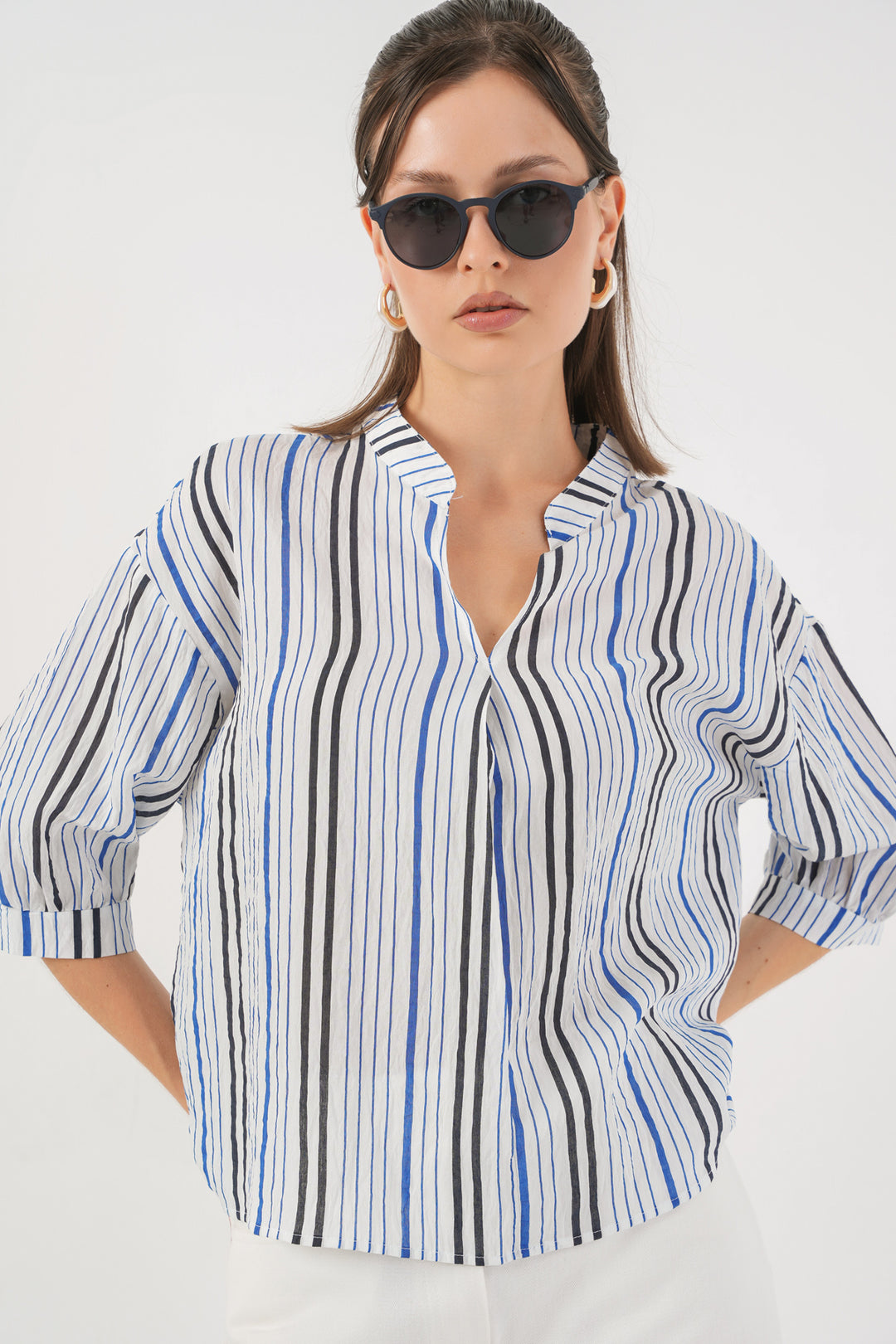 Bigdart Blouse oversize rayée femme 967 - Bleu marine
