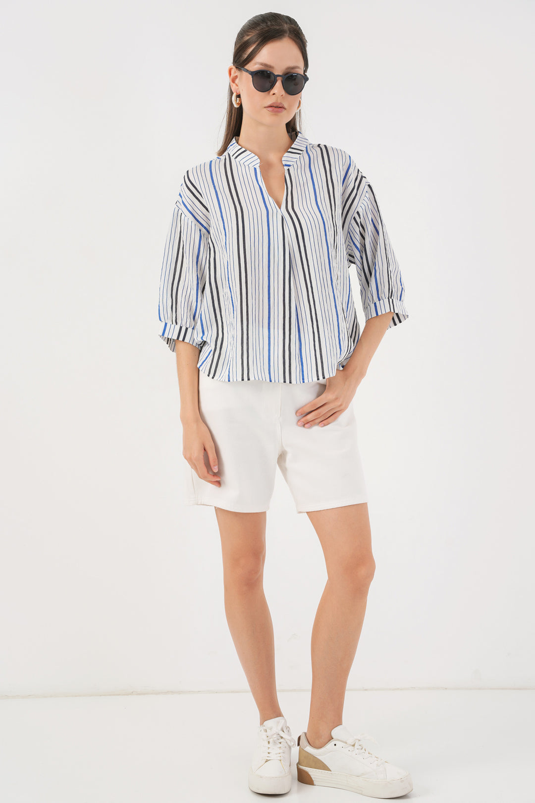 Bigdart Blouse oversize rayée femme 967 - Bleu marine