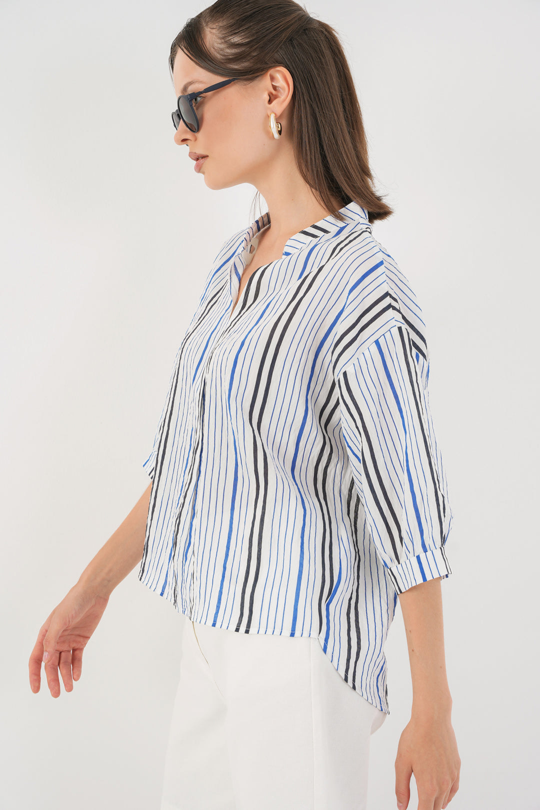 Bigdart Blouse oversize rayée femme 967 - Bleu marine