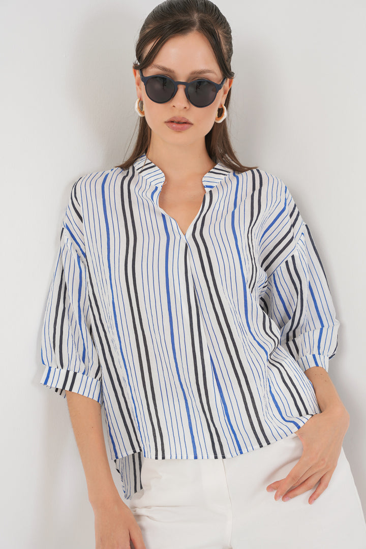 Bigdart Blouse oversize rayée femme 967 - Bleu marine