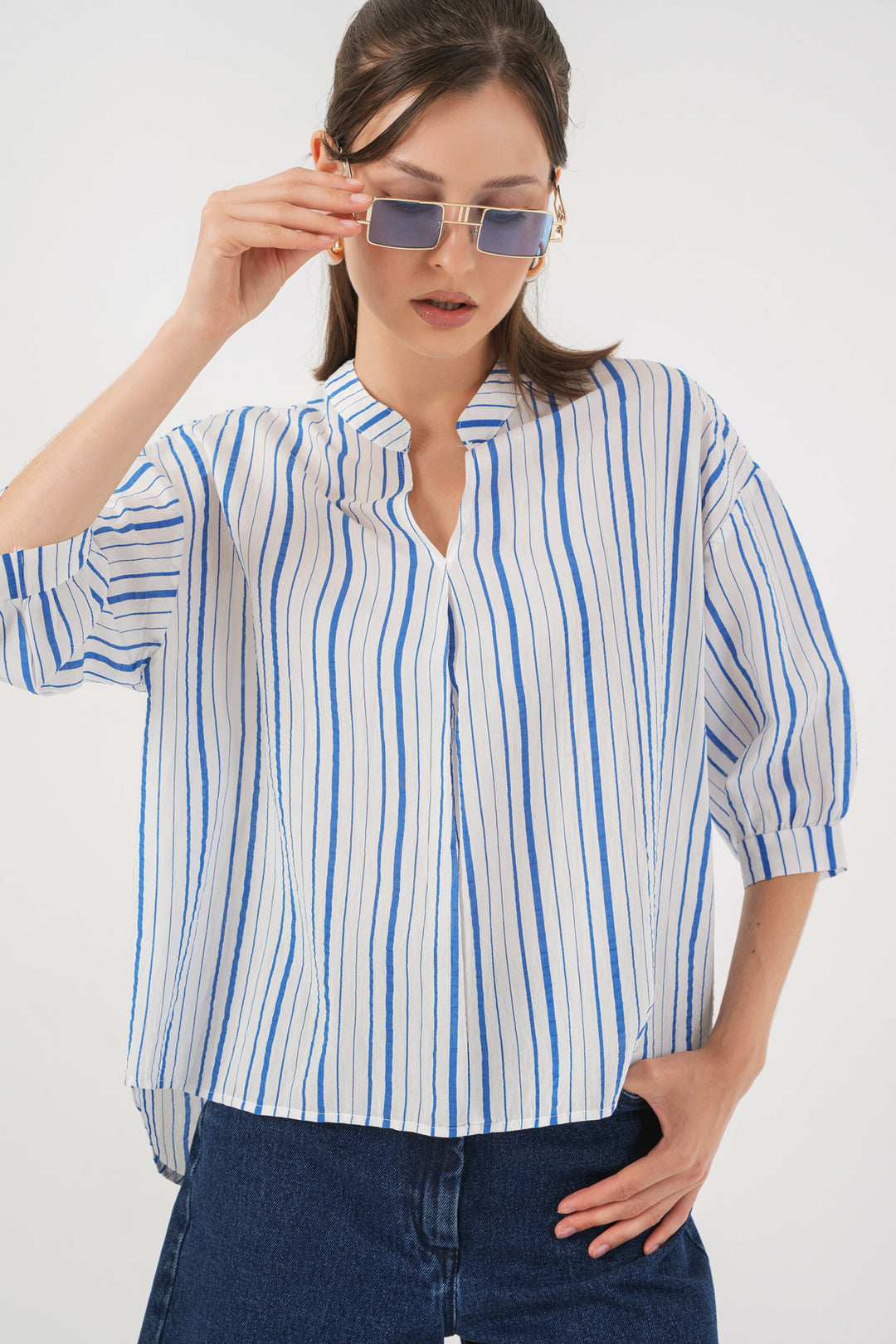 Bigdart Blouse Oversize Rayée Femme 967 - Bleu