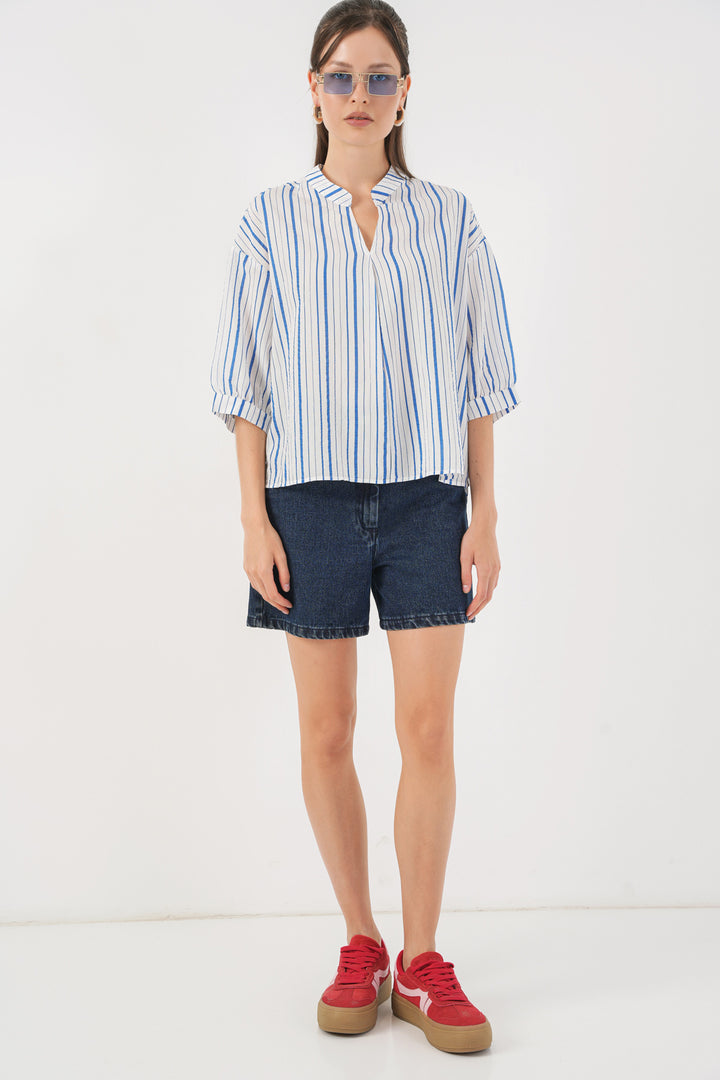 Bigdart Blouse Oversize Rayée Femme 967 - Bleu