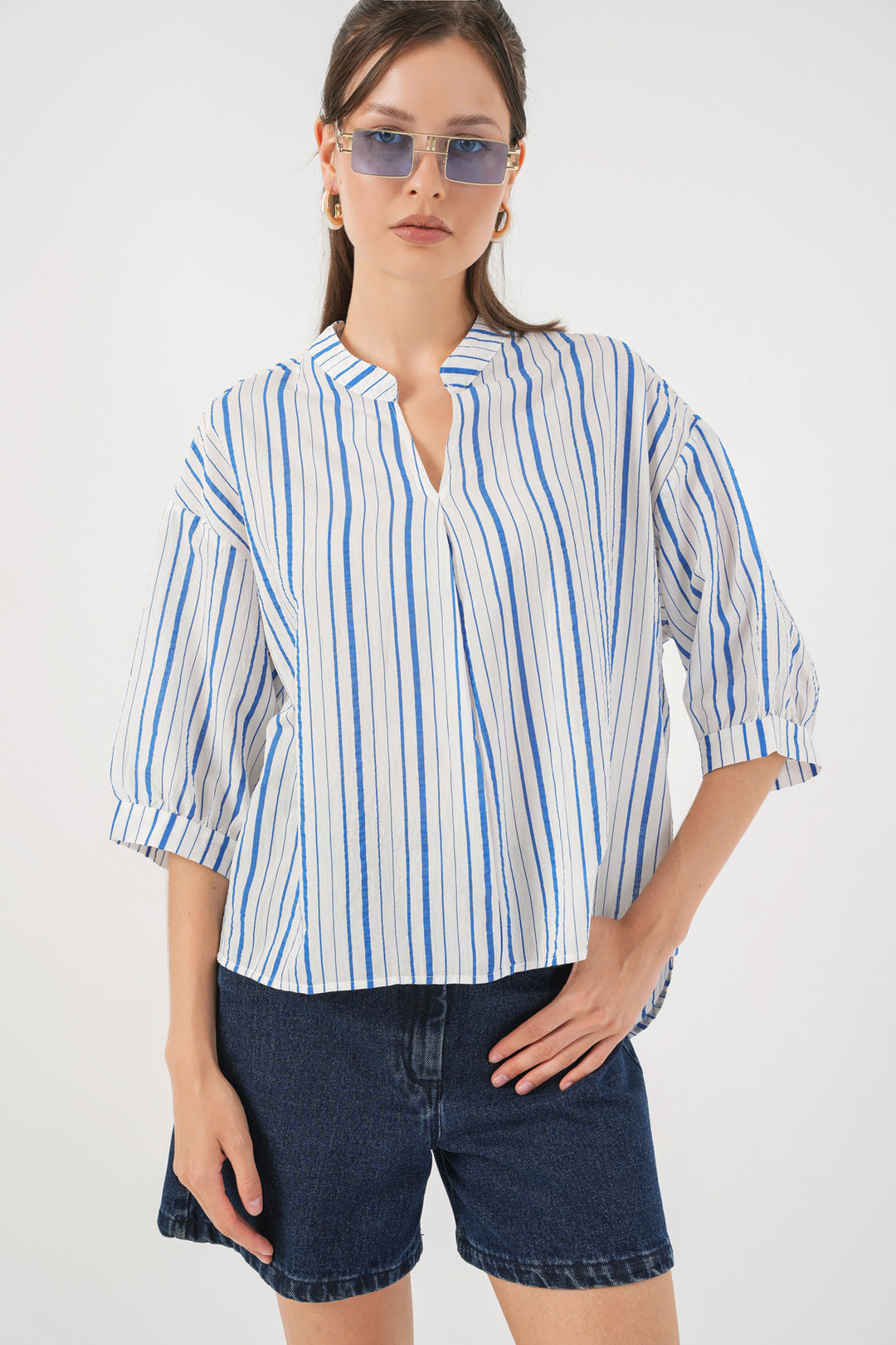 Bigdart Blouse Oversize Rayée Femme 967 - Bleu