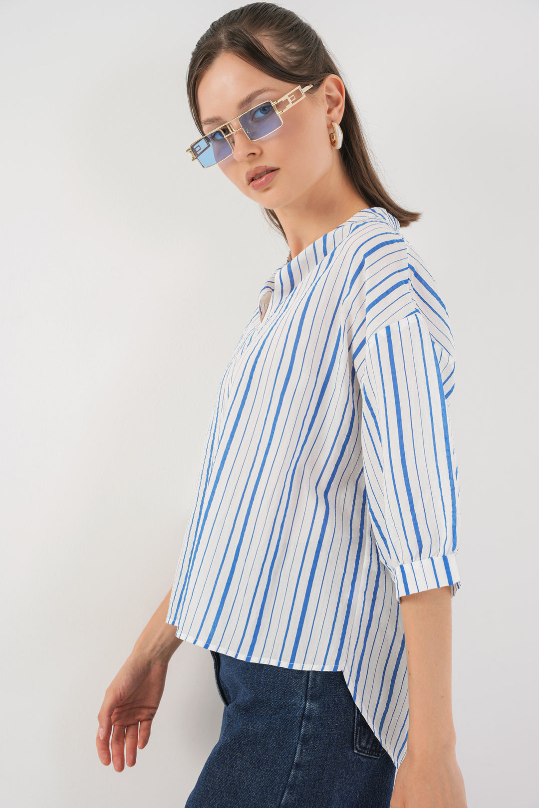 Bigdart Blouse Oversize Rayée Femme 967 - Bleu