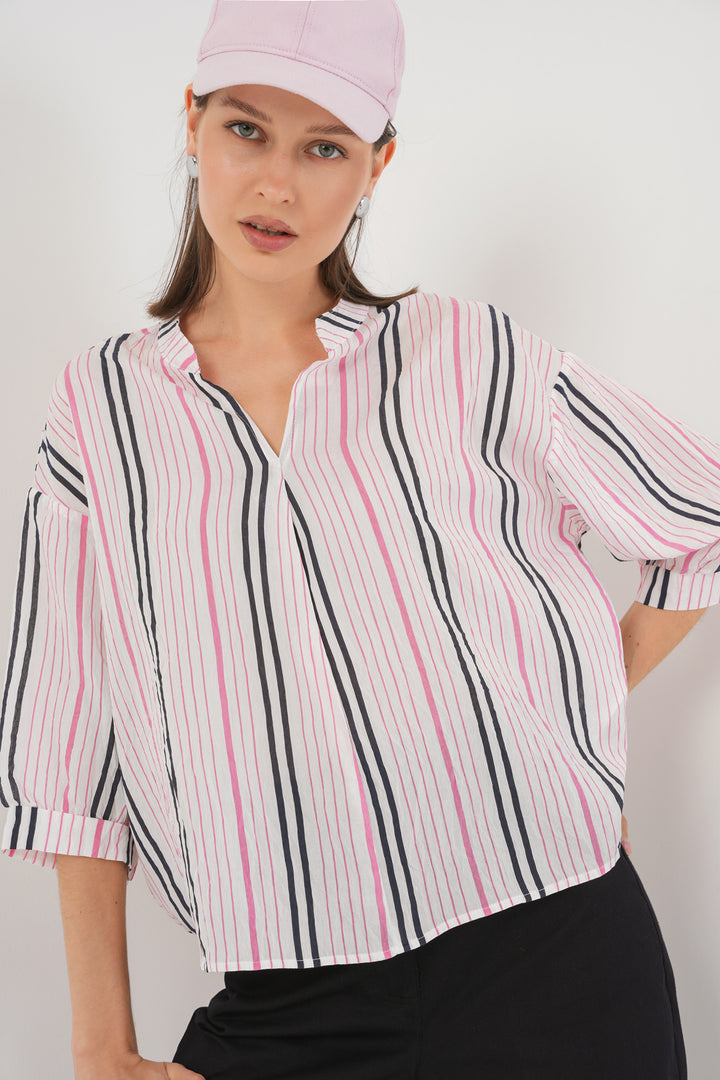 Bigdart Blouse oversize rayée pour femme 967 - Rose