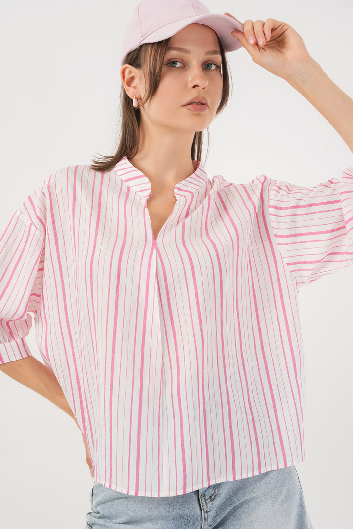 Bigdart Blouse oversize rayée pour femme 967 - Poudré