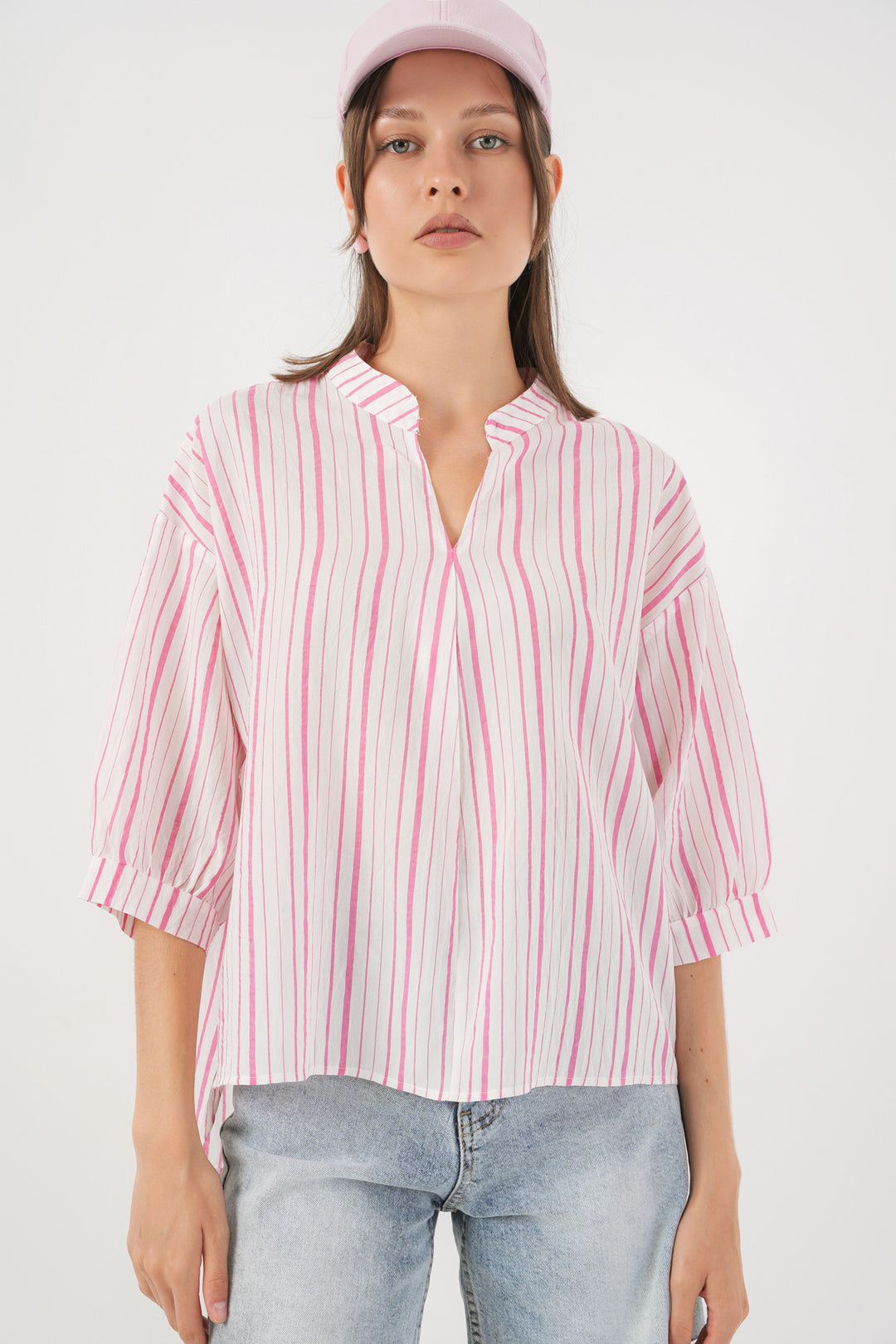 Bigdart Blouse oversize rayée pour femme 967 - Poudré