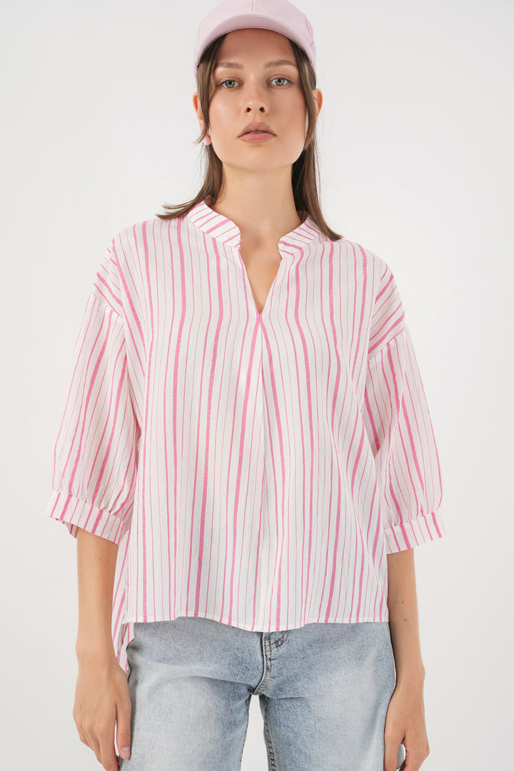 Bigdart Blouse oversize rayée pour femme 967 - Poudré
