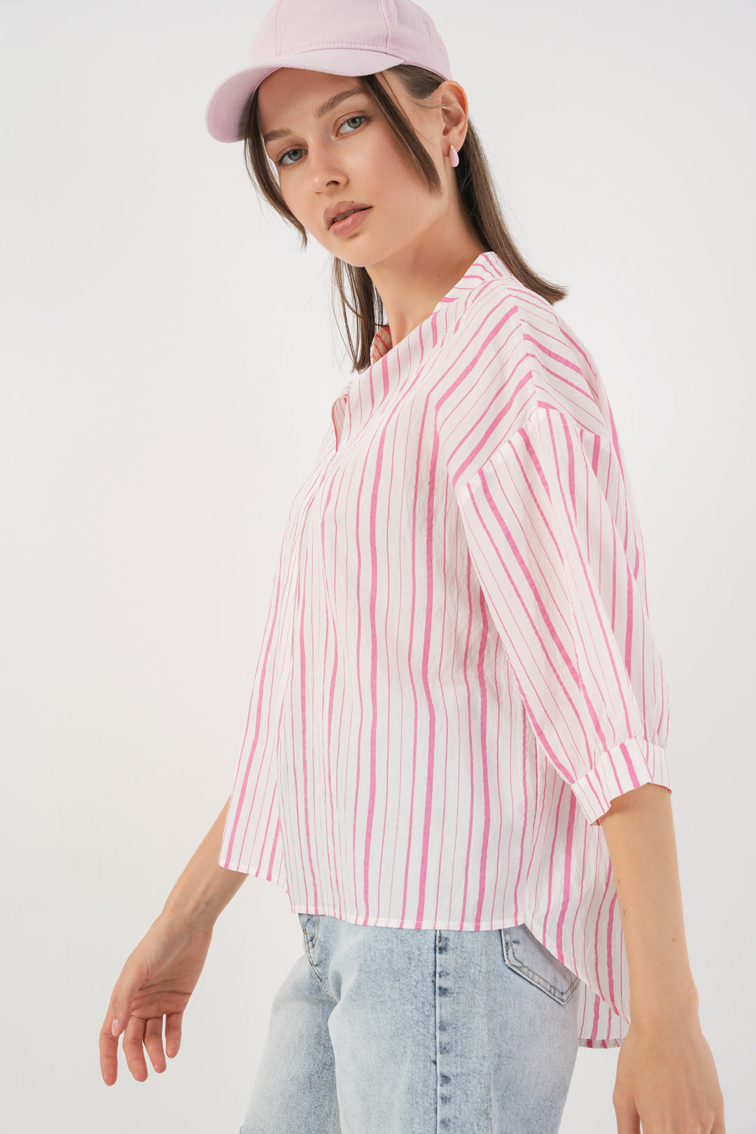 Bigdart Blouse oversize rayée pour femme 967 - Poudré