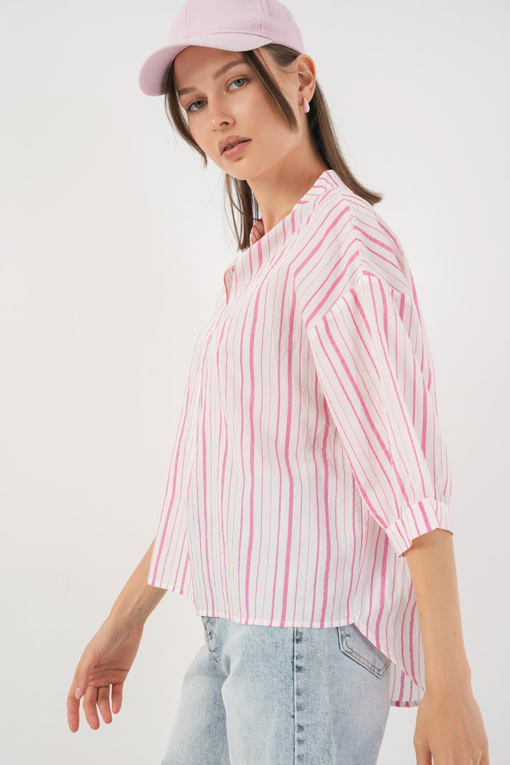 Bigdart Blouse oversize rayée pour femme 967 - Poudré