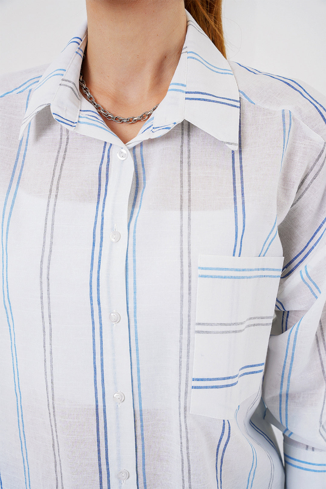 Bigdart Chemise oversize à rayures 20278 - Blanc