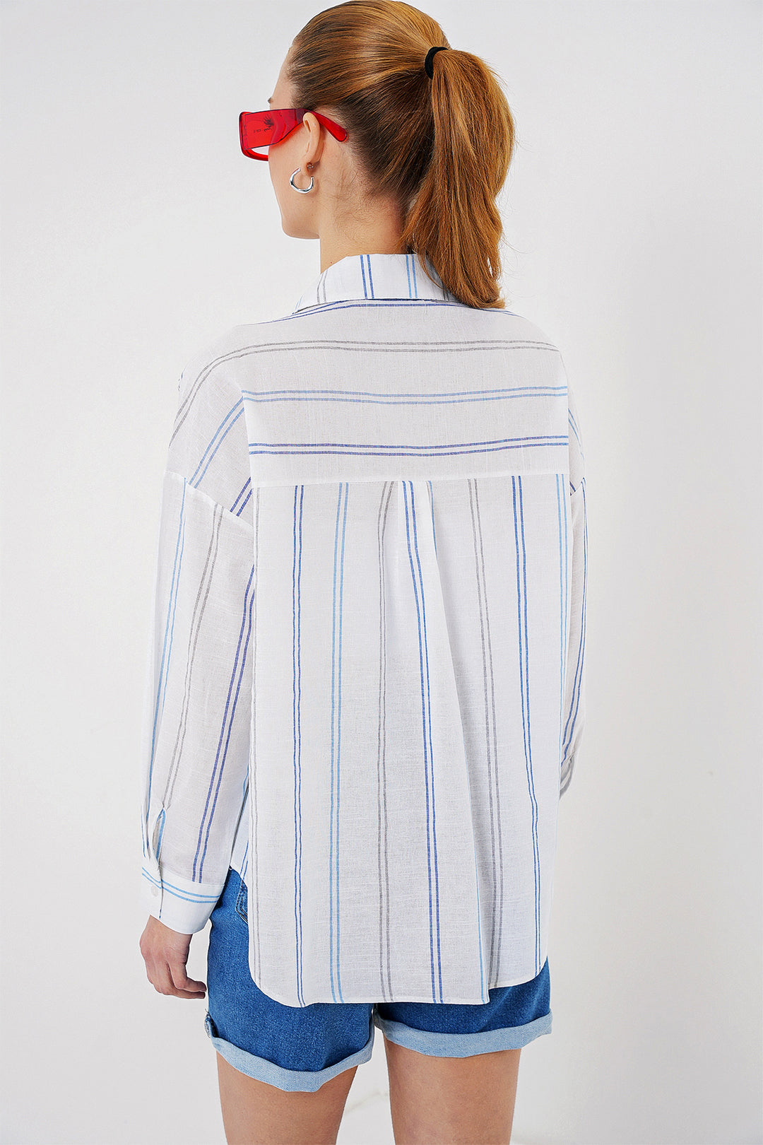 Bigdart Chemise oversize à rayures 20278 - Blanc