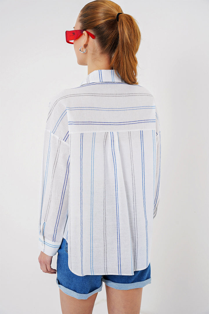 Bigdart Chemise oversize à rayures 20278 - Blanc