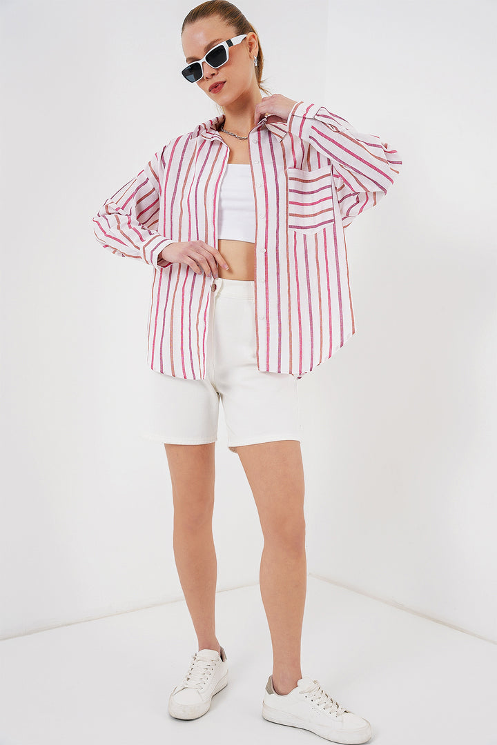 Bigdart Chemise oversize à rayures femme 20278 - Rouge