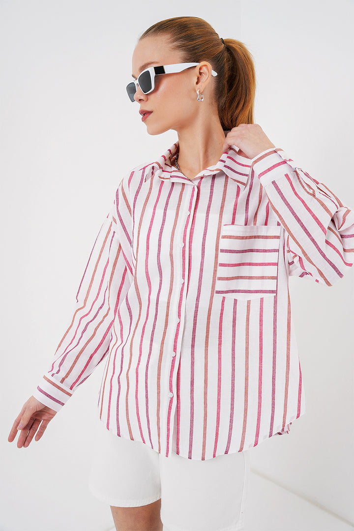 Bigdart Chemise oversize à rayures femme 20278 - Rouge