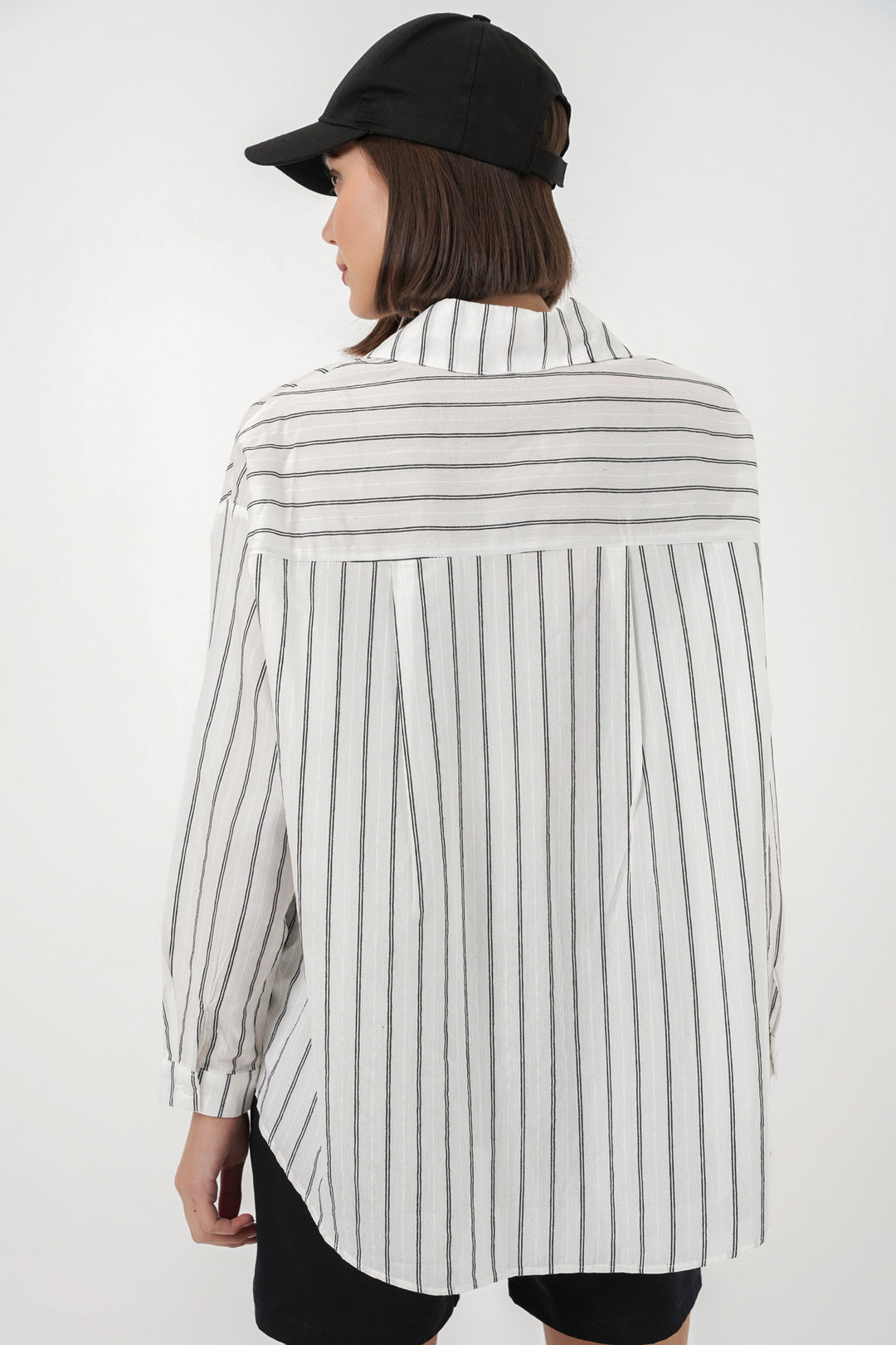 Bigdart Chemisier oversize à rayures femme 20293 - Blanc