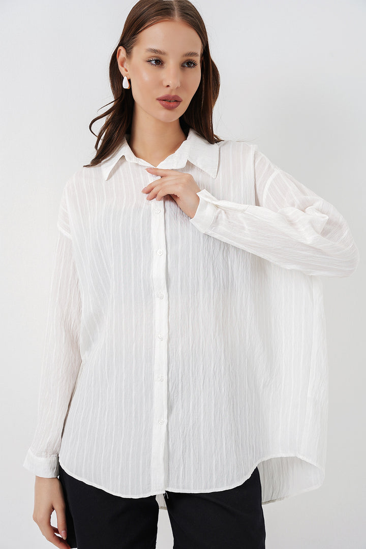 Bigdart Chemise oversize à rayures pour femme 20293 - Blanc
